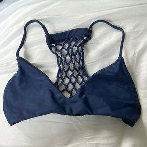 MIKOH navy bathing suit top with detailed back